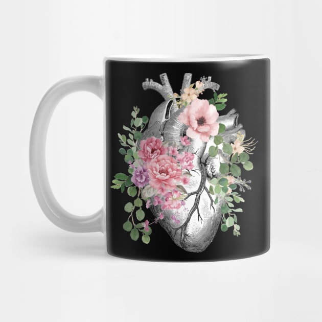 Bloom Floral Heart Human Anatomy by Collagedream